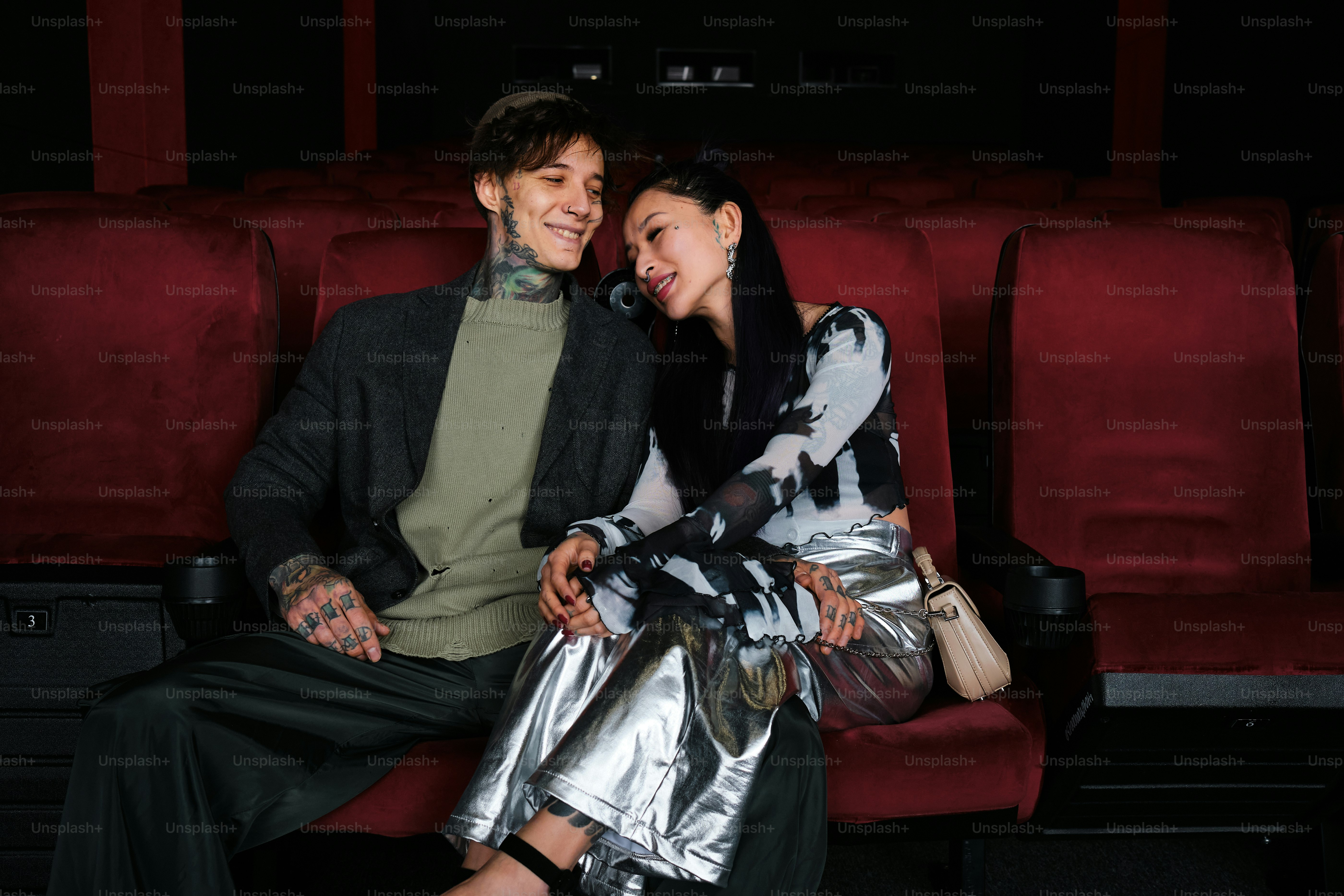 a couple on a date at the movie theater